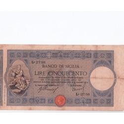 Banco di Sicilia 500 Lire 30 Maggio 1919